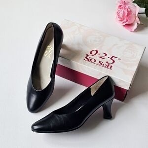 Vintage Y2K 9•2•5 So Soft Genuine Leather Pumps Olivia 7.5M Black Mid Heel Shoe